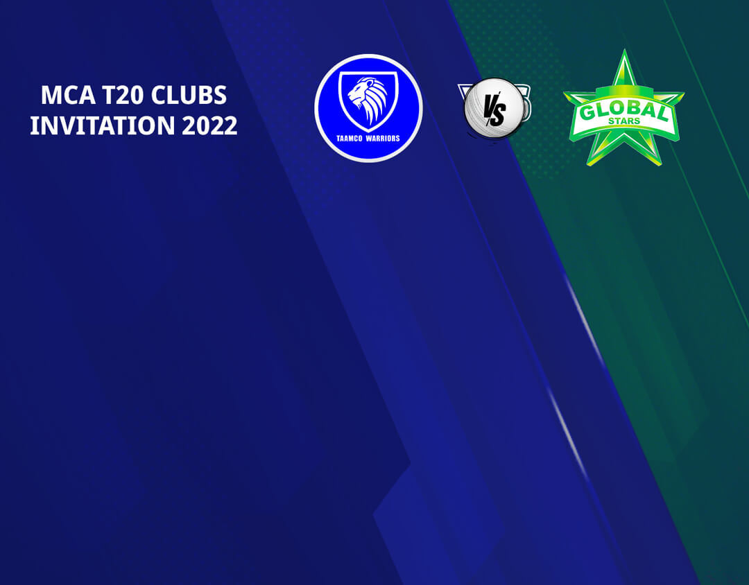 Match 7 of mca t20 clubs invitation, 2022: tamco warriors vs global stars banner