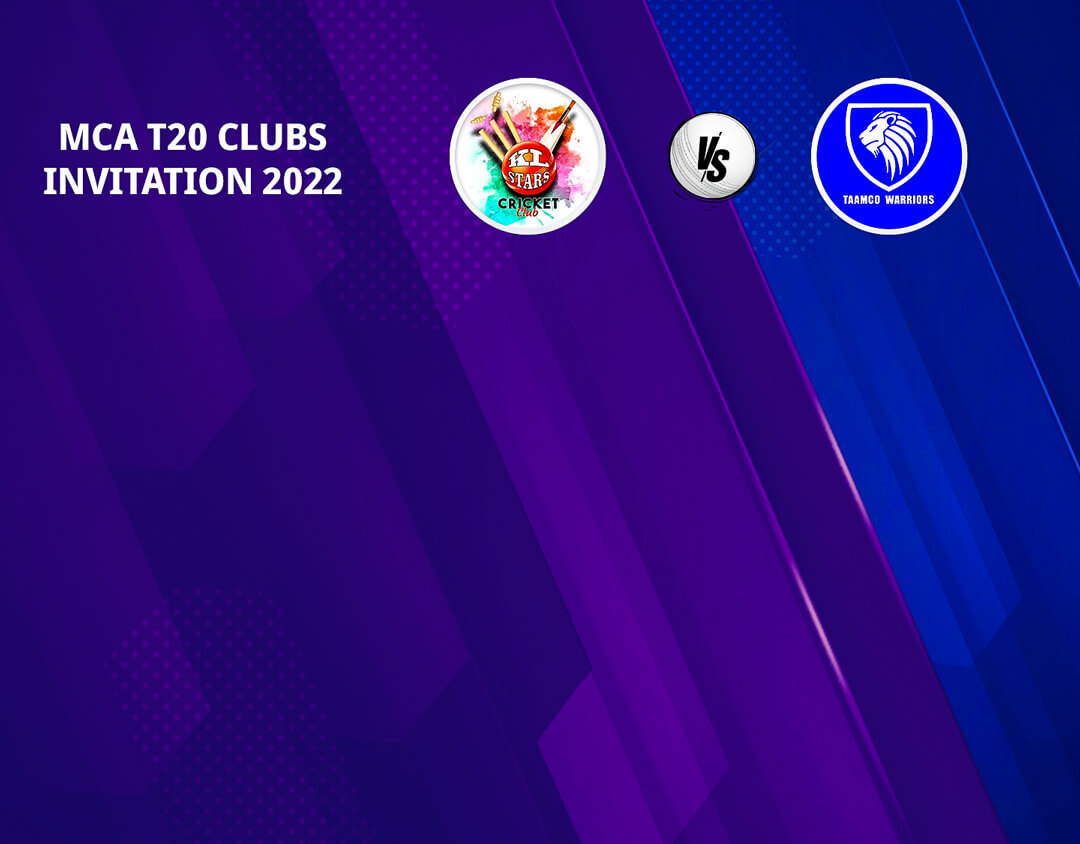 Match 5 of mca t20 clubs invitation, 2022: kl stars vs tamco warriors banner