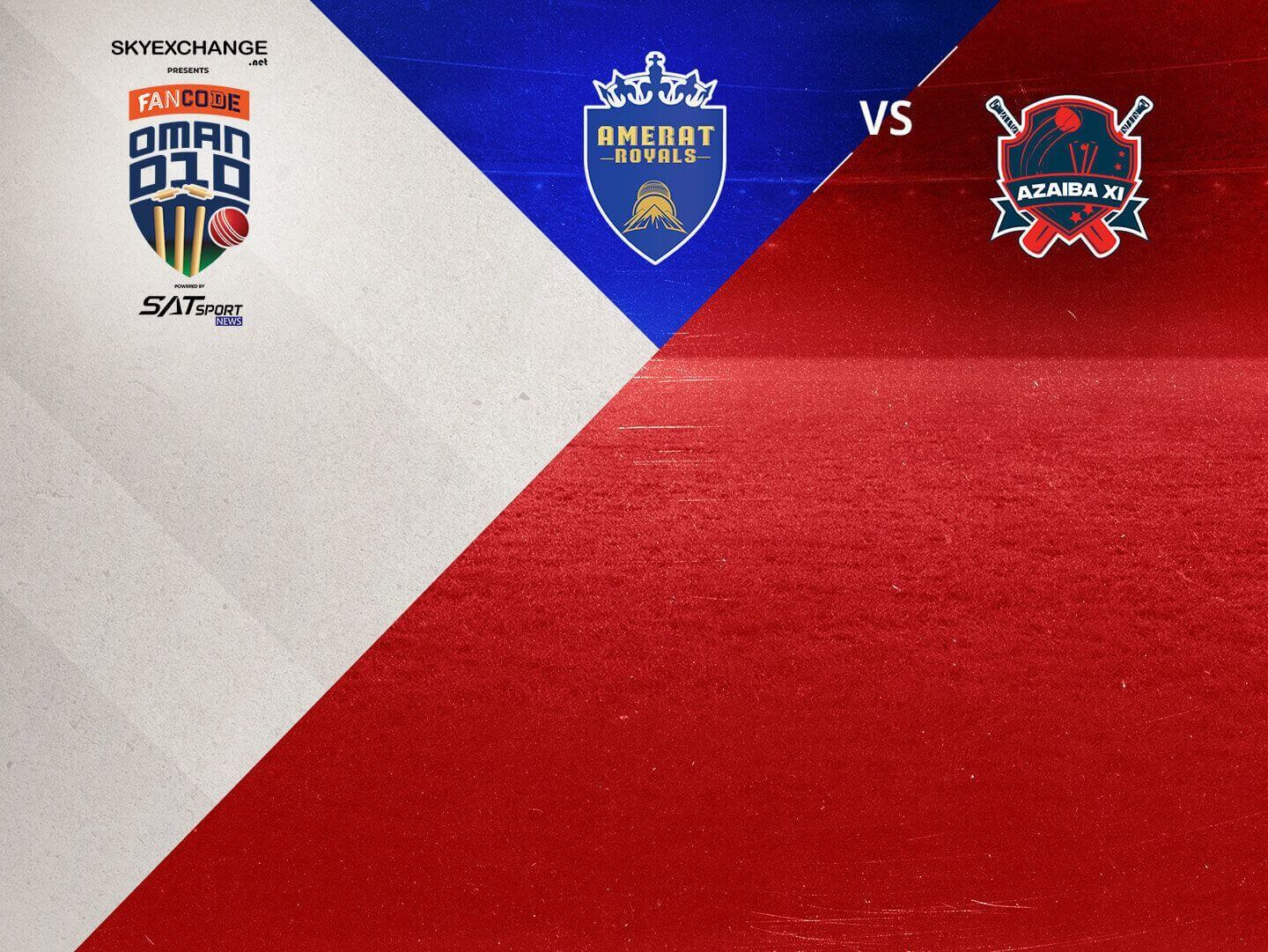 Match 6 of fancode oman d10, 2022: amerat royals vs azaiba xi banner