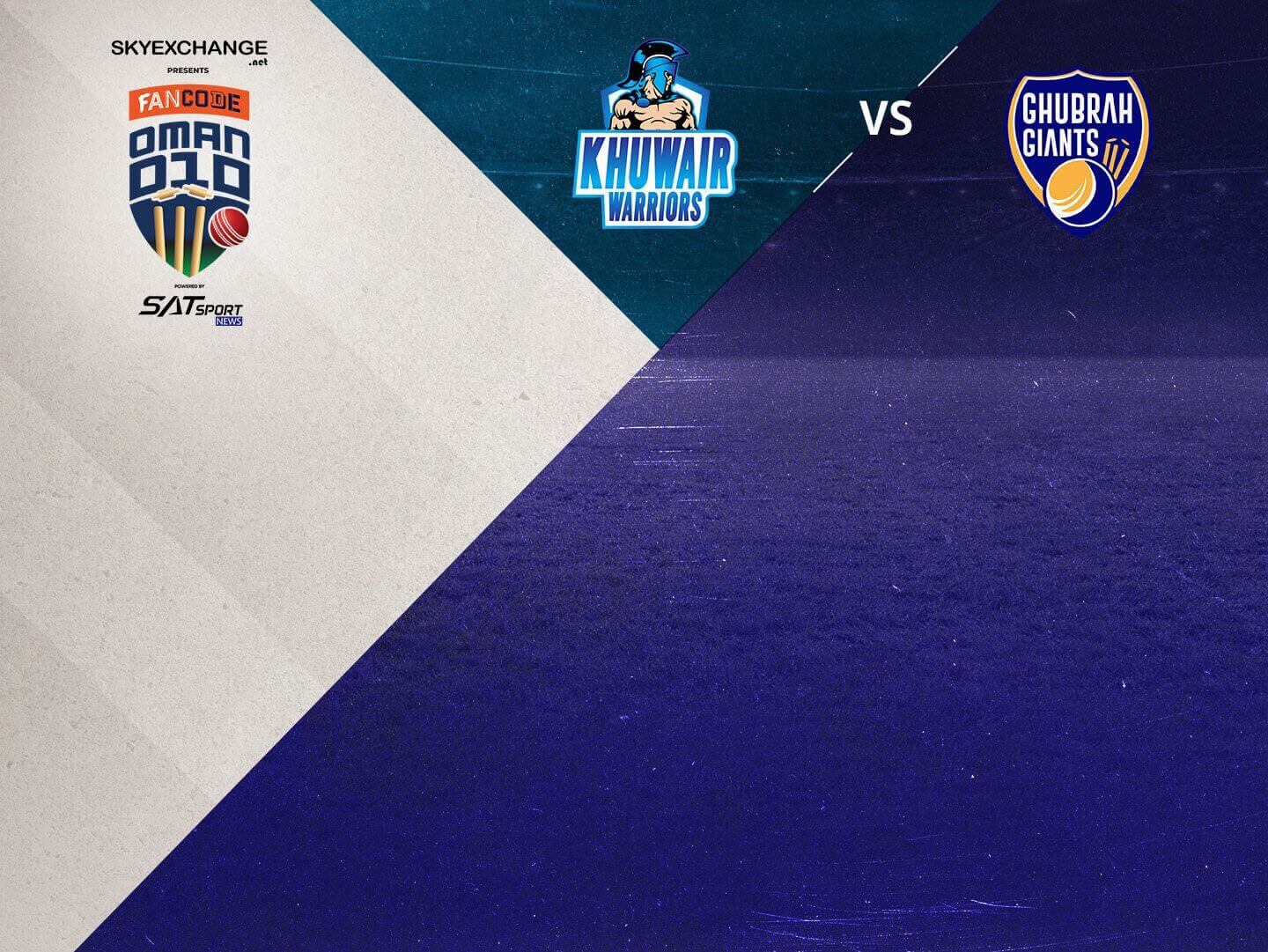 Match 3 of fancode oman d10, 2022: khuwair warriors vs ghubrah giants banner
