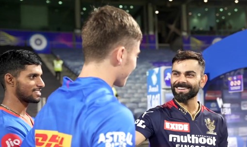 Brevis catches up with Kohli after the match