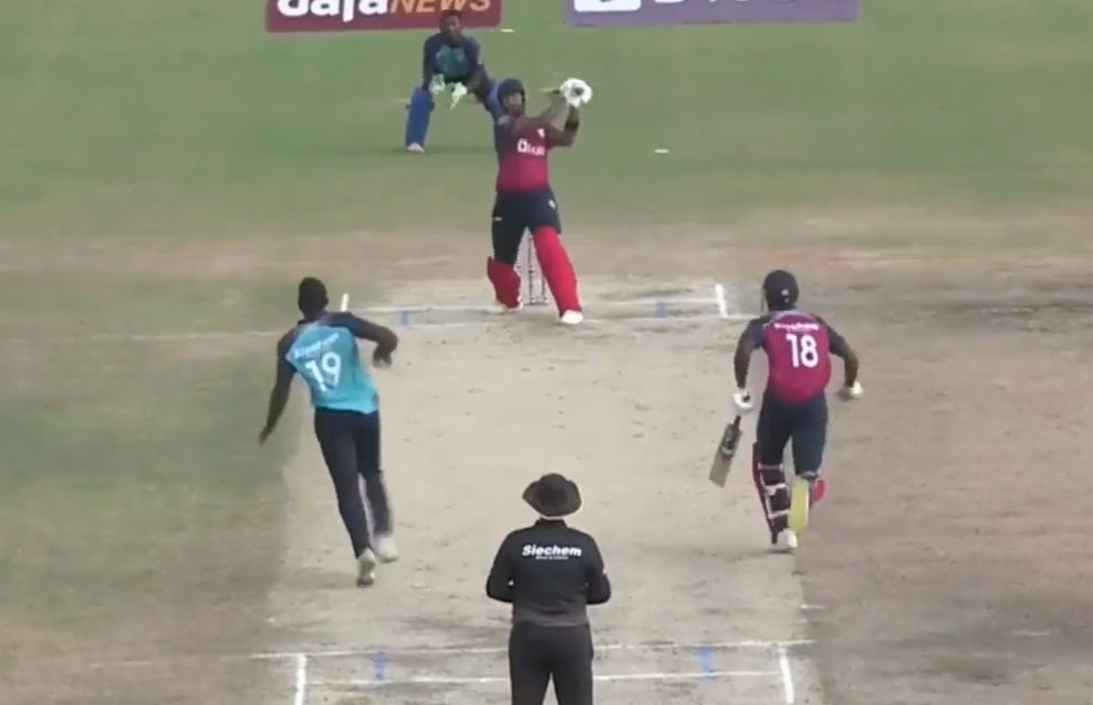 25 needed off 6! Batter finishes off with 4 sixes in a row