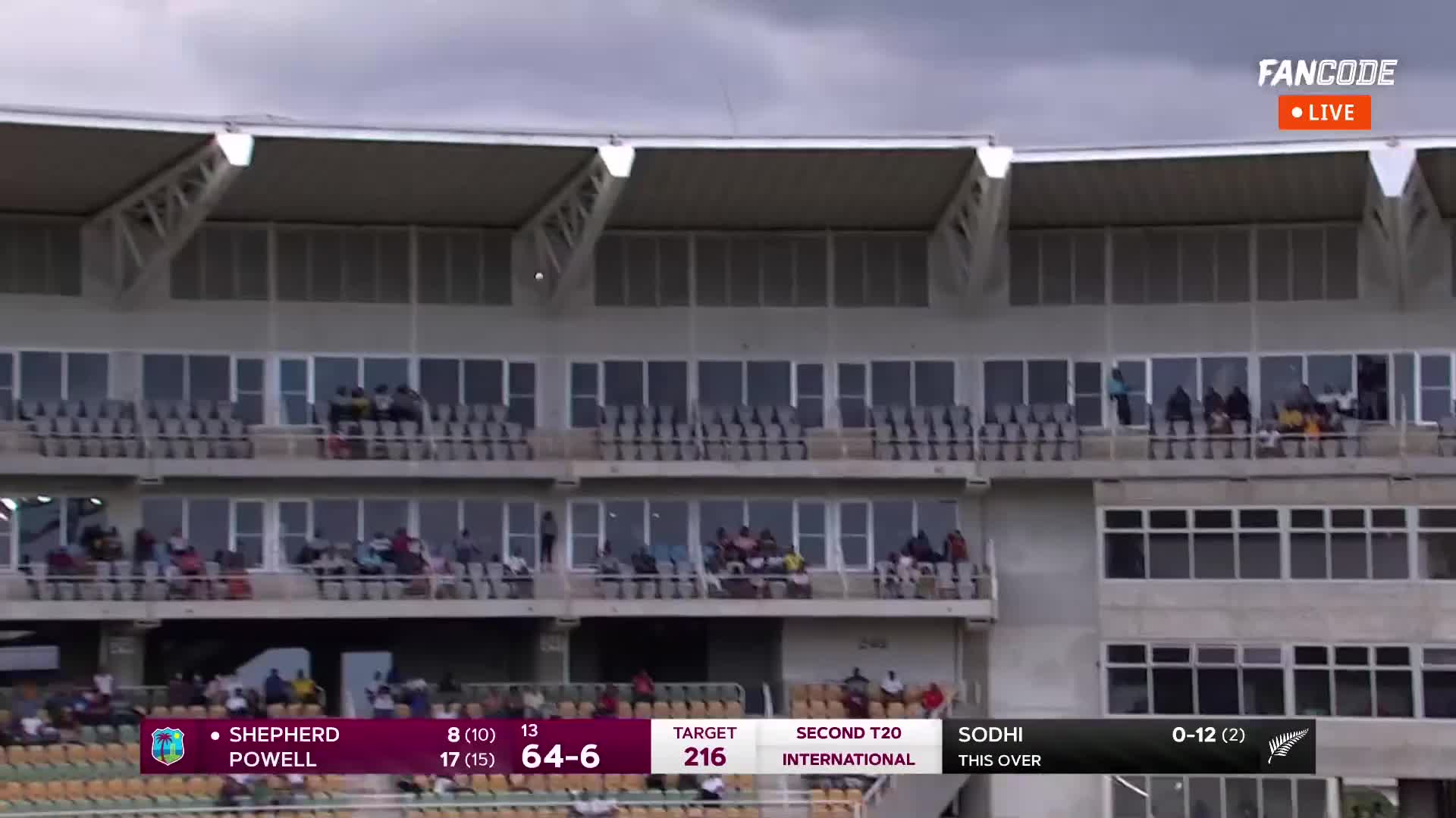 Six! Shepherd Hammers Straight Over Bowlers Head For A Maximum