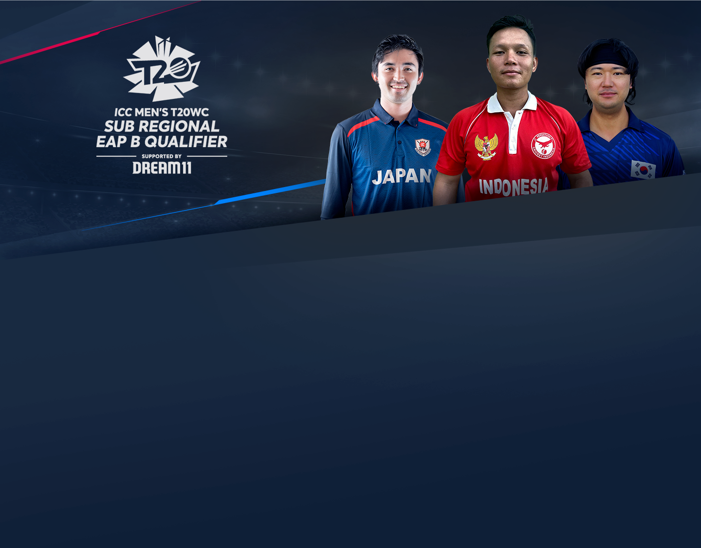 Match 5 of icc men's t20 world cup eap qualifier b: indonesia vs japan banner