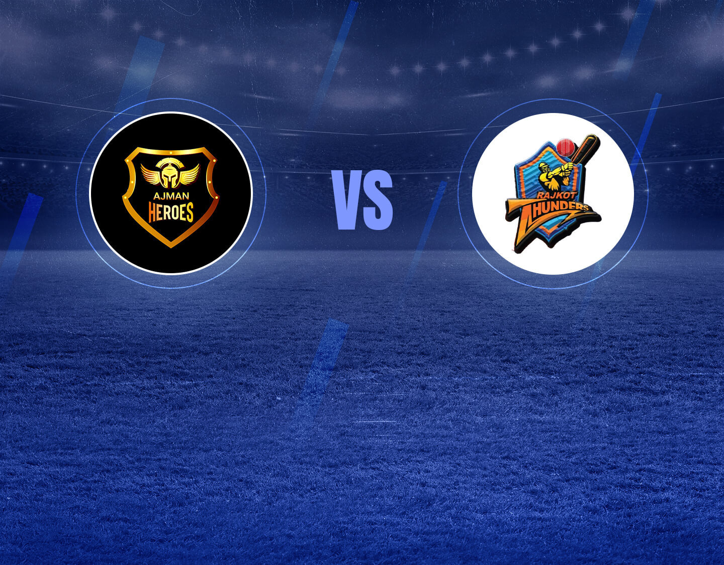 Match 43 of icca arabian cricket league, 2022: ajman heroes vs rajkot thunders banner