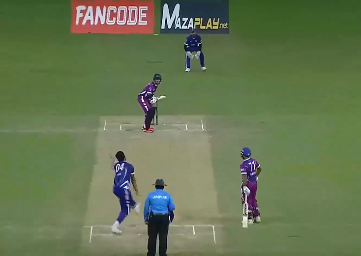 Three wickets, a maiden over! Shahid Nawaz is on a roll