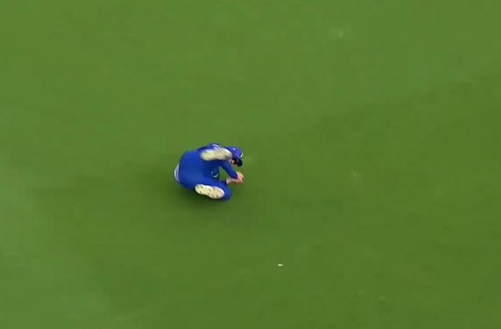 WHAT A CATCH! Finnie takes a low diving catch