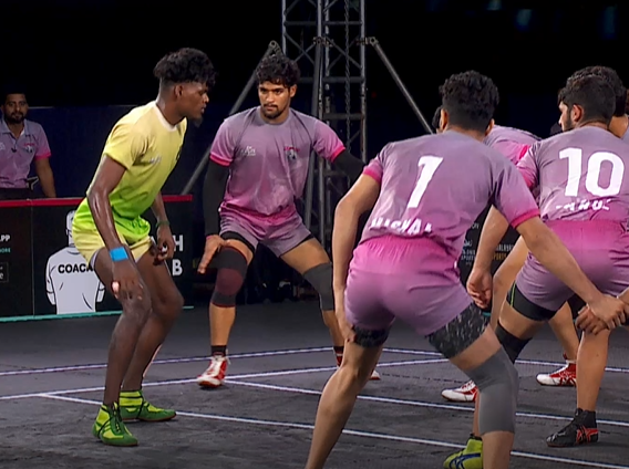 M Sudhakar slips past Kaziranga Rhinos' defence