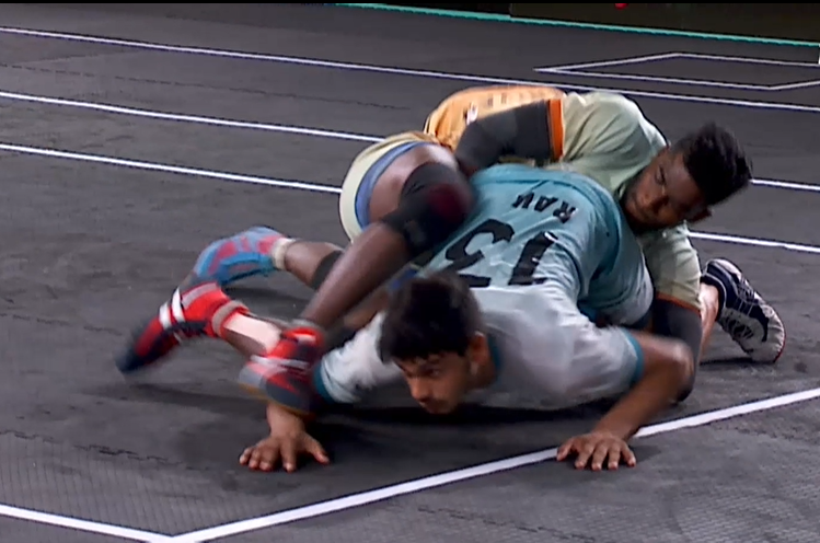 Ravi Saket leads the raiding attack for Panchala Pride with nine points