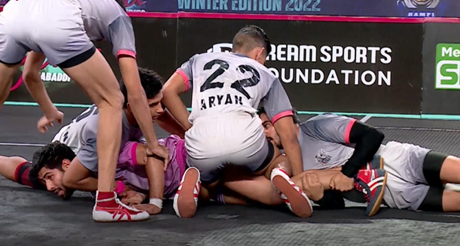 Shankar Kumar's fearless tackles against Kaziranga Rhinos