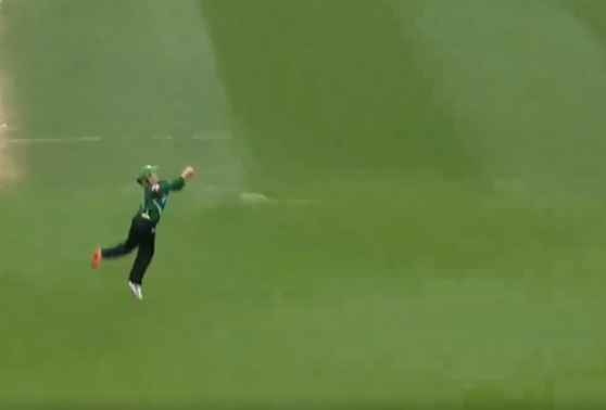 AIRBORNE! Mikaela Greig takes a flying catch at slip