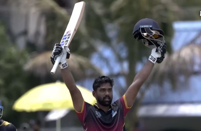 7 Sixes! Arun KA smashes 59-ball 104* in tournament opener