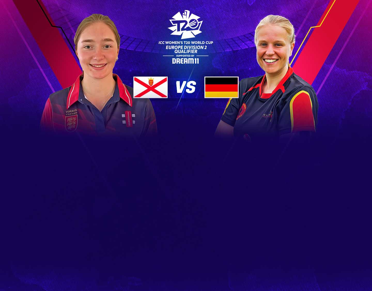 Match 5 of icc women's world t20 europe qualifier div 2: jersey women vs germany women banner