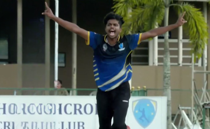 Nikhil S dents Athreya CC with a brilliant 3-fer