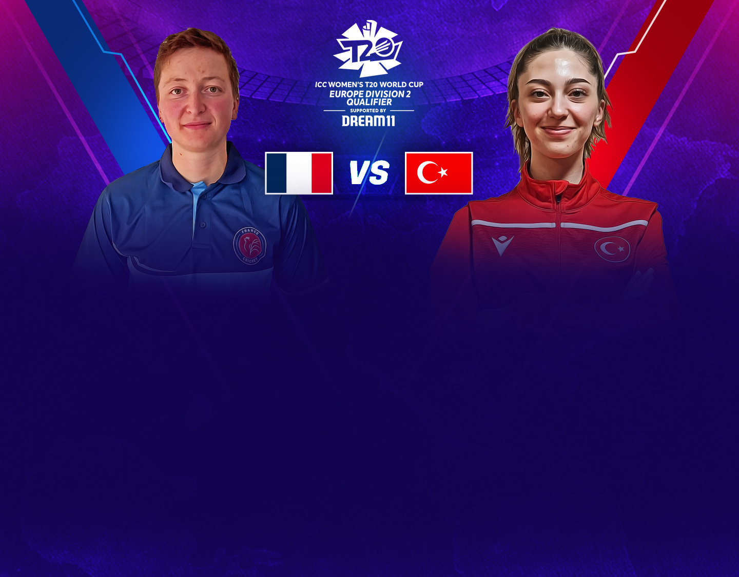 Match 10 of icc women's world t20 europe qualifier div 2: france women vs turkey women banner