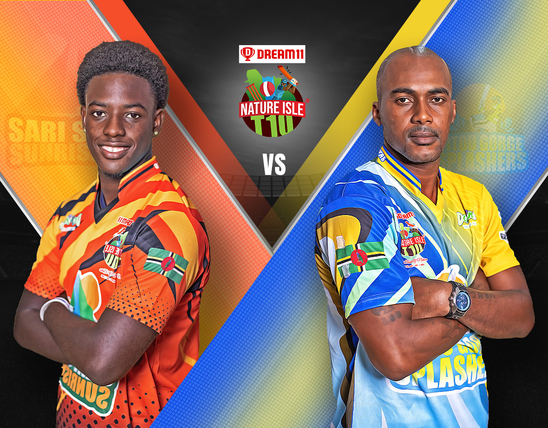 Match 6 of dream11 nature isle t10: sari sari sunrisers vs titou gorge splashers banner