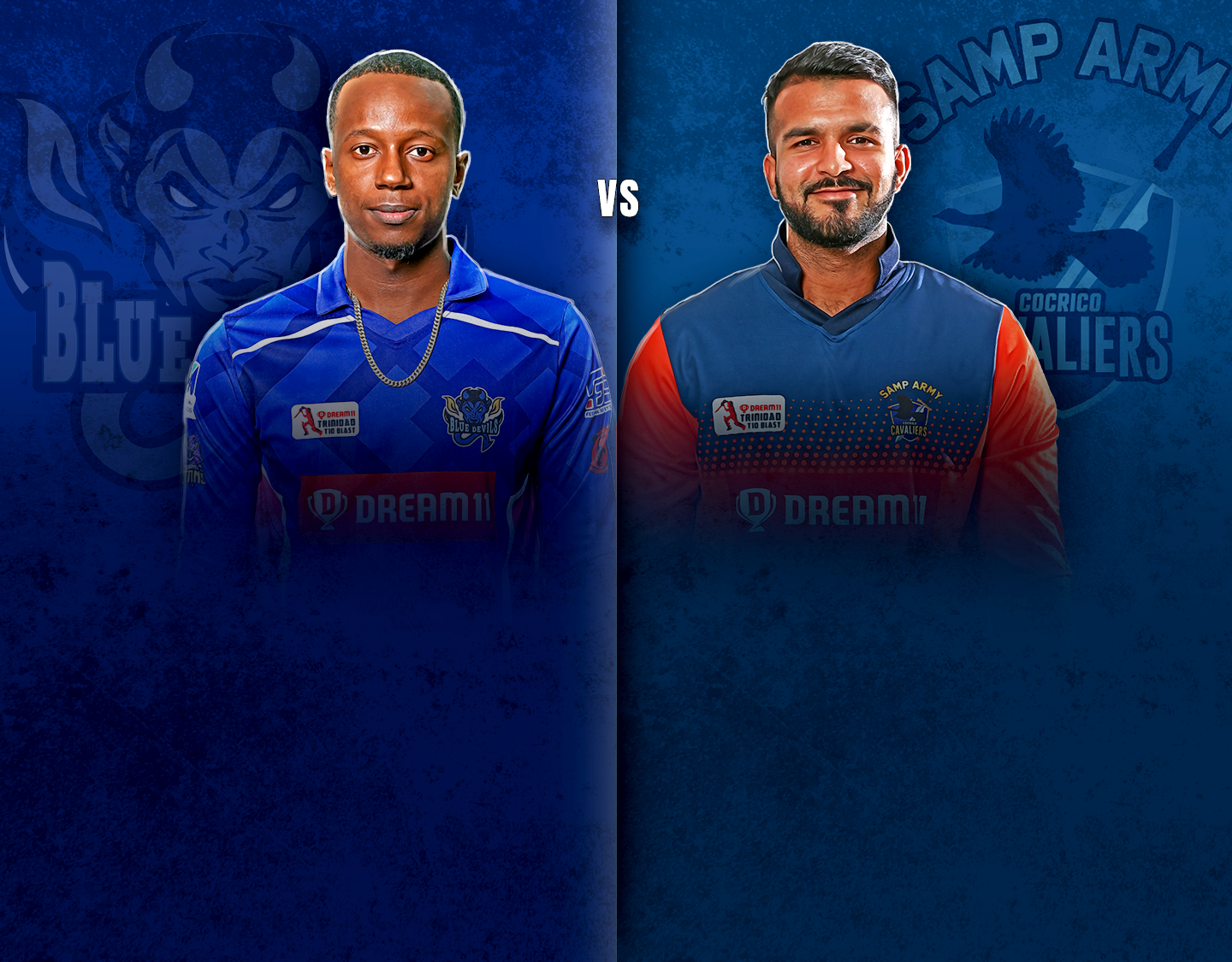 Match 9 of dream11 trinidad t10 blast, 4th edition, 2023: blue devils vs samp army cocrico cavaliers banner