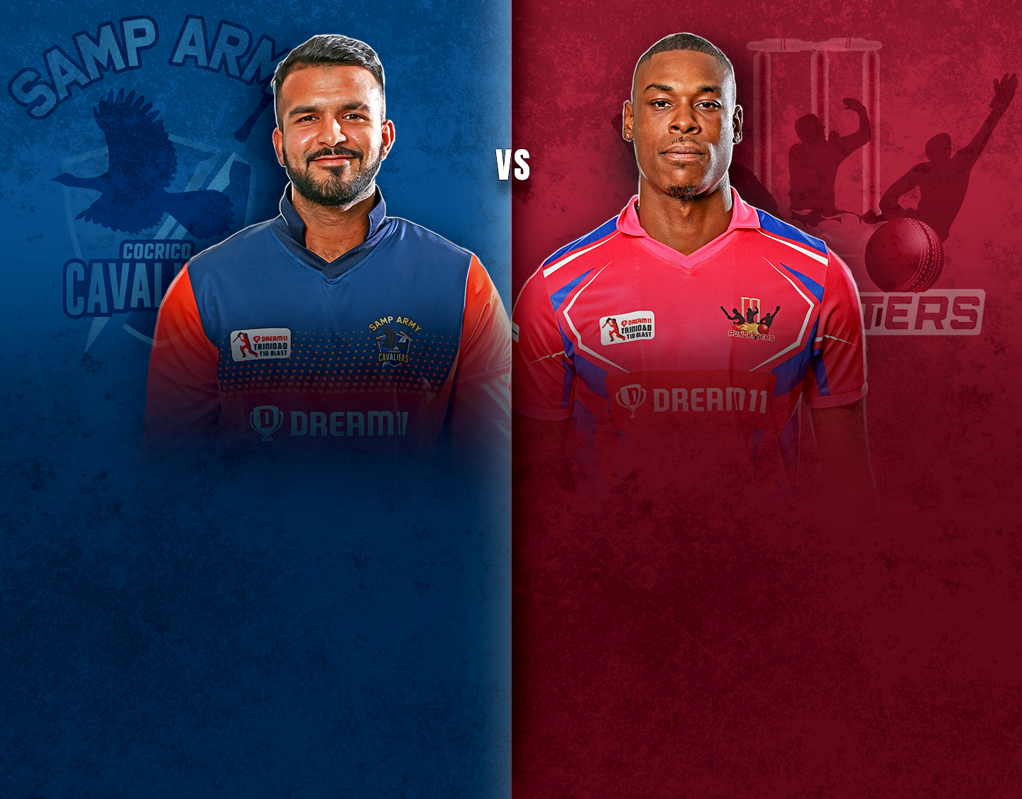 Match 4 of dream11 trinidad t10 blast, 4th edition, 2023: samp army cocrico cavaliers vs rungetters banner