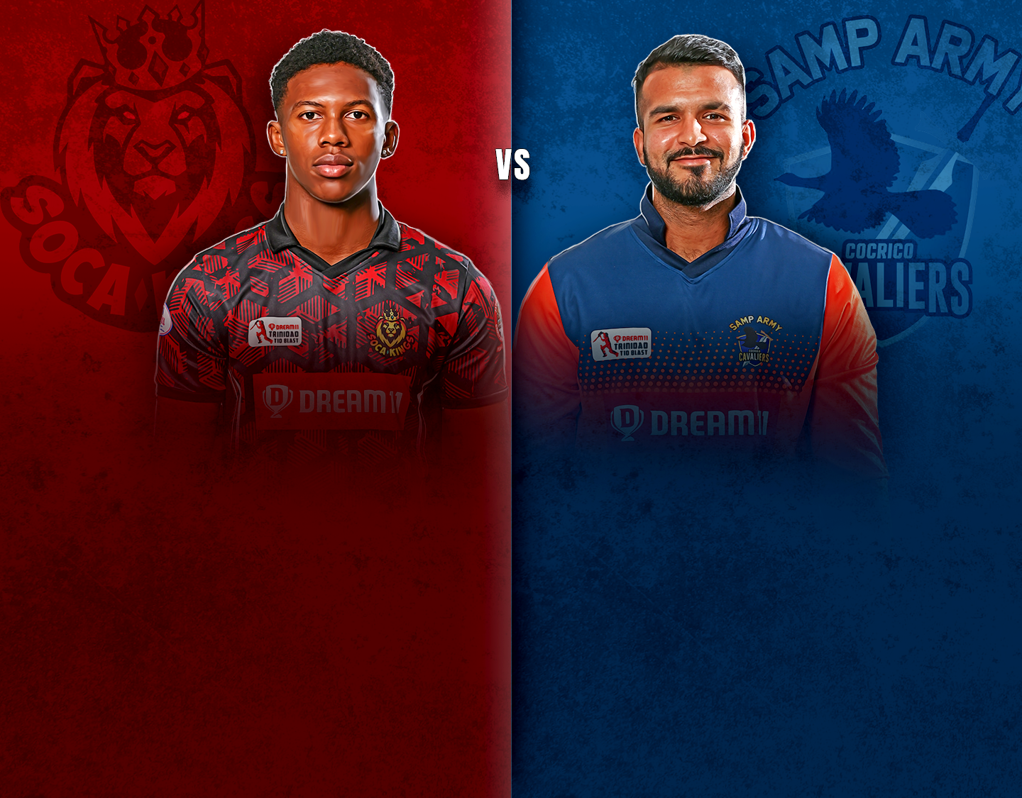 Final of dream11 trinidad t10 blast, 4th edition, 2023: soca kings vs samp army cocrico cavaliers banner
