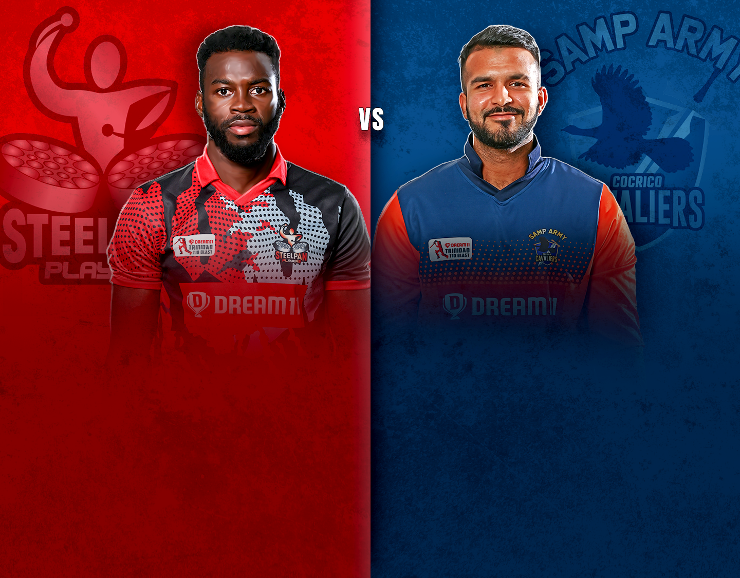 Match 14 of dream11 trinidad t10 blast, 4th edition, 2023: steelpan players vs samp army cocrico cavaliers banner
