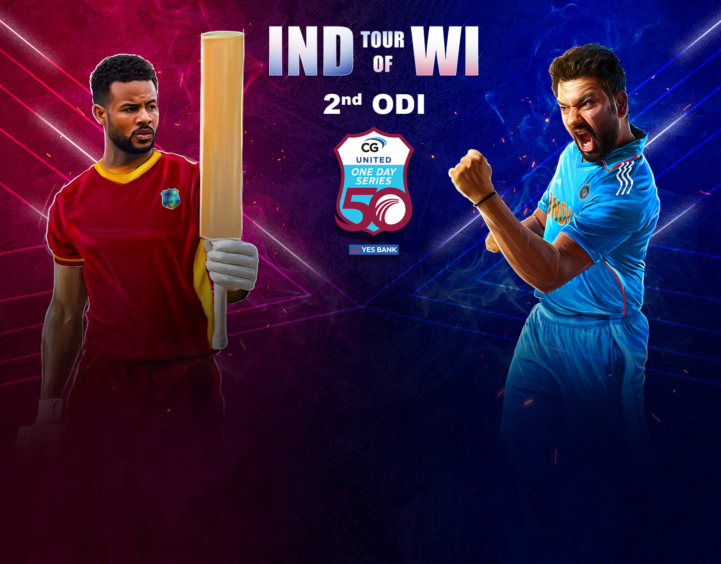 2nd odi of india tour of west indies, 2023: india vs west indies banner