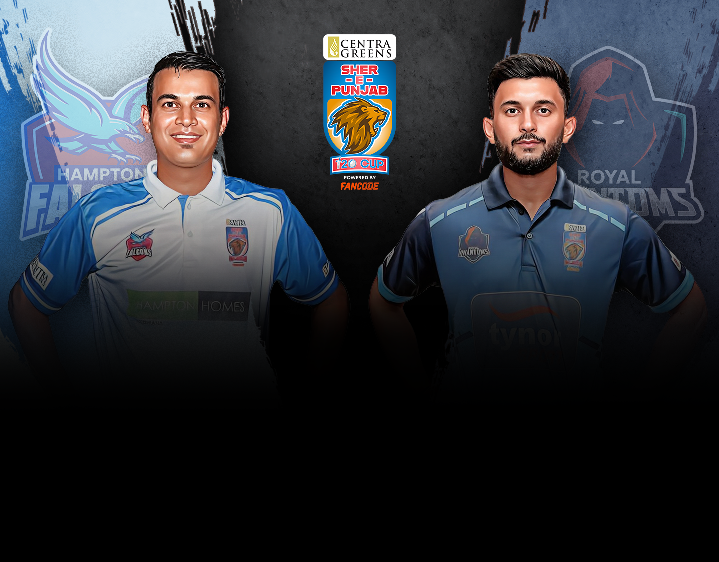 Match 28 of sher e punjab t20 cup: hampton falcons vs royal phantoms banner