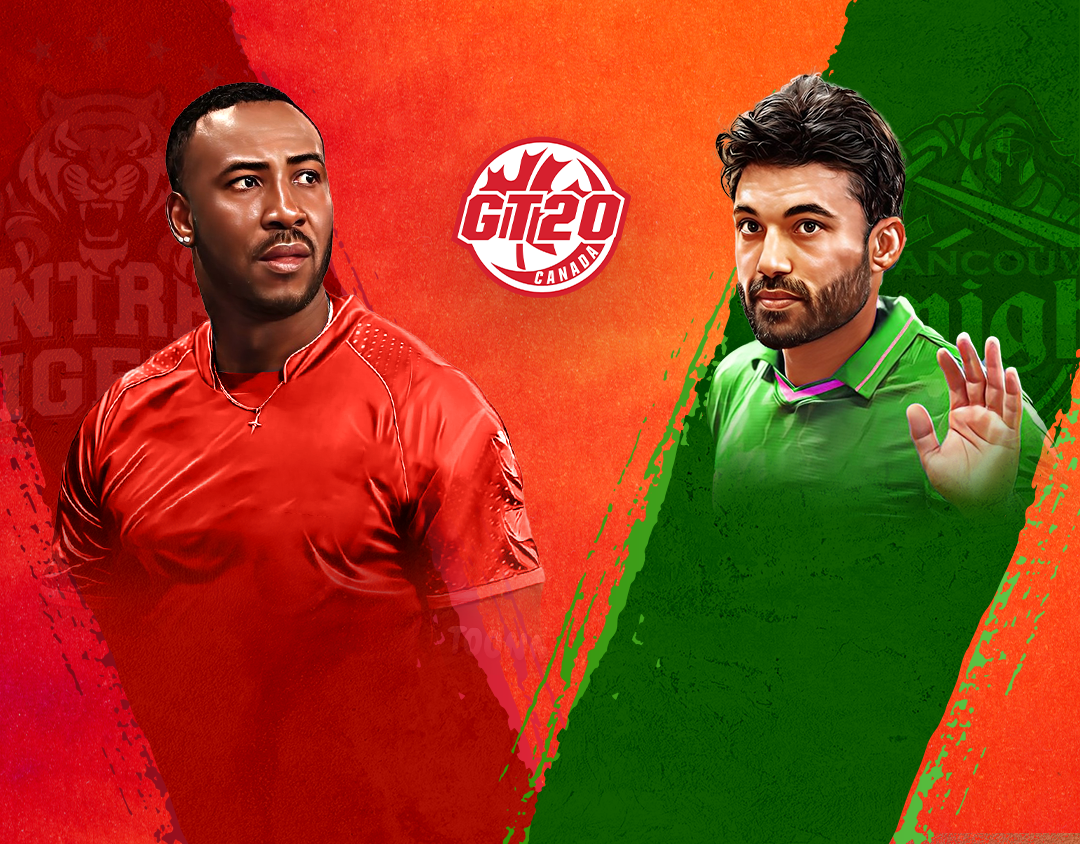 Match 19 of global t20 canada, 2023: montreal tigers vs vancouver knights banner