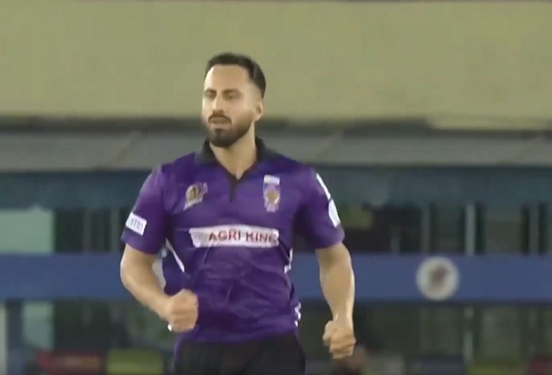 4-fer! Ramandeep Singh delivers with the ball