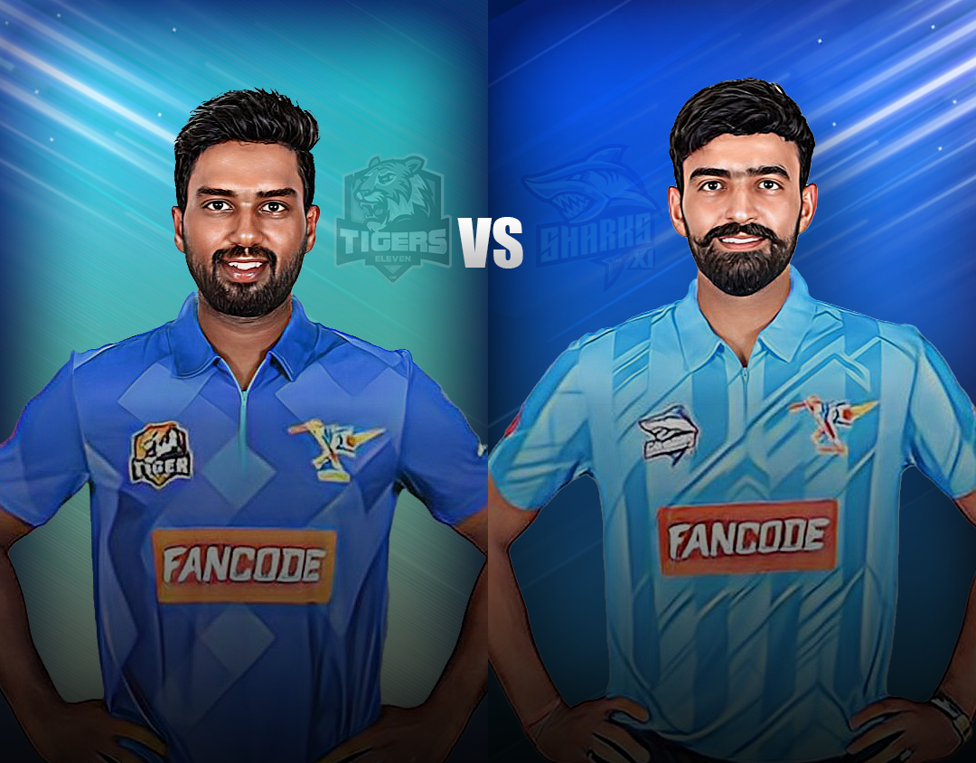 Match 14 of pondicherry t20 tournament, 2023: tigers xi vs sharks xi banner