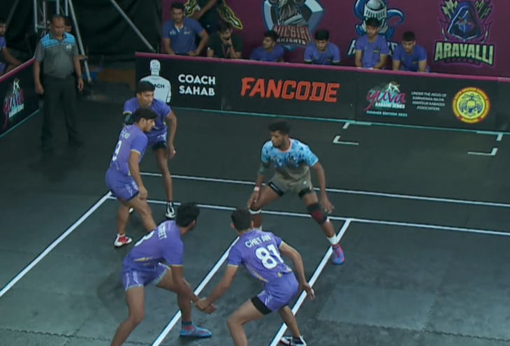 K Harish's electrifying raid against Aaravalli Arrows