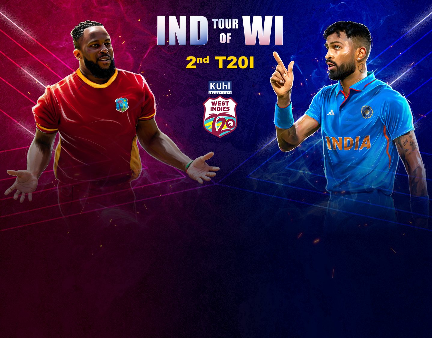 2nd t20i of india tour of west indies, 2023: india vs west indies banner