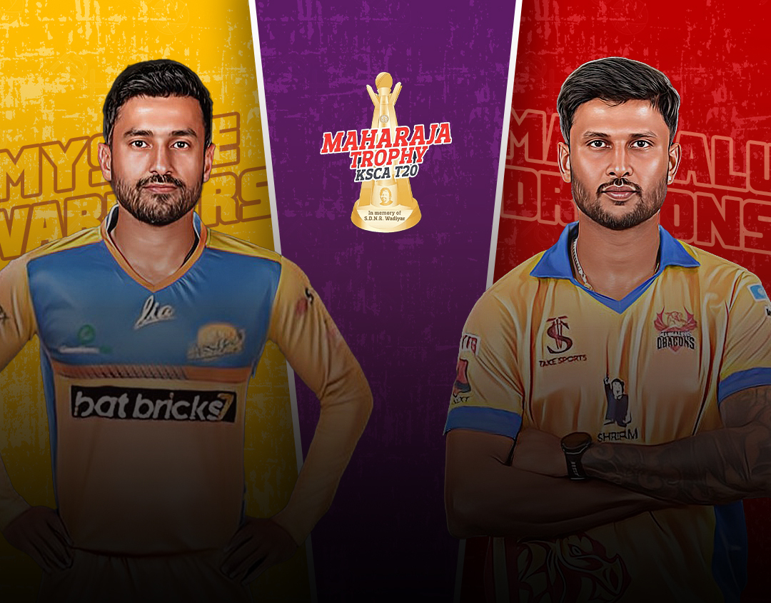 Match 5 of shriram capital maharaja trophy ksca t20: mysore warriors vs mangaluru dragons banner