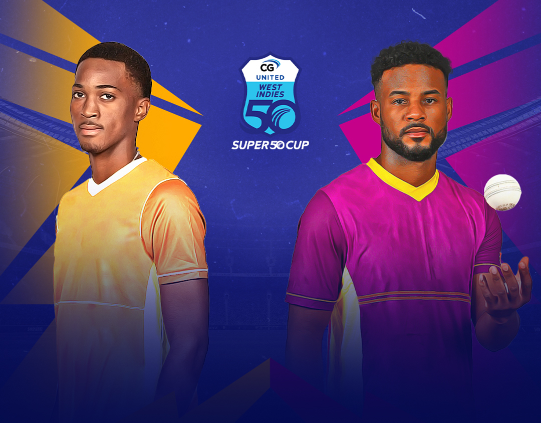 Match 21 of cg united super50 cup, 2023: combined campuses and colleges vs barbados pride banner