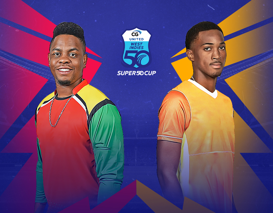 Match 14 of cg united super50 cup, 2023: guyana harpy eagles vs combined campuses and colleges banner