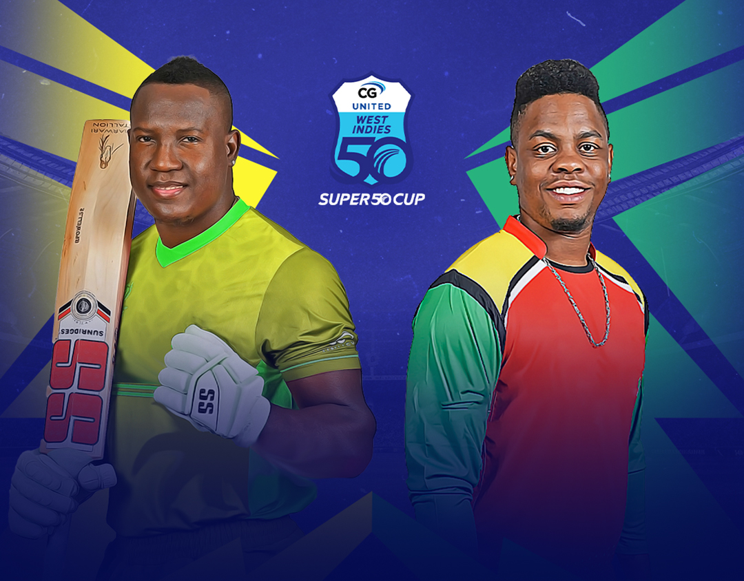 Match 27 of cg united super50 cup, 2023: jamaica scorpions vs guyana harpy eagles banner