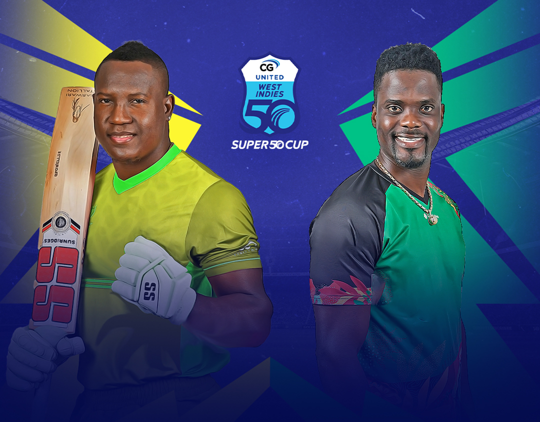Match 19 of cg united super50 cup, 2023: jamaica scorpions vs windward volcanoes banner