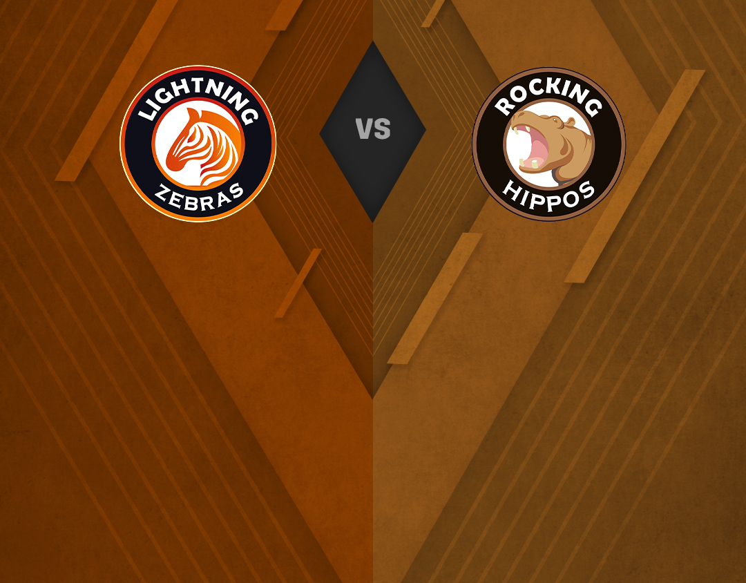 Match 5 of global club cricket tour t10, 2023: lighting zebras vs rocking hippos banner