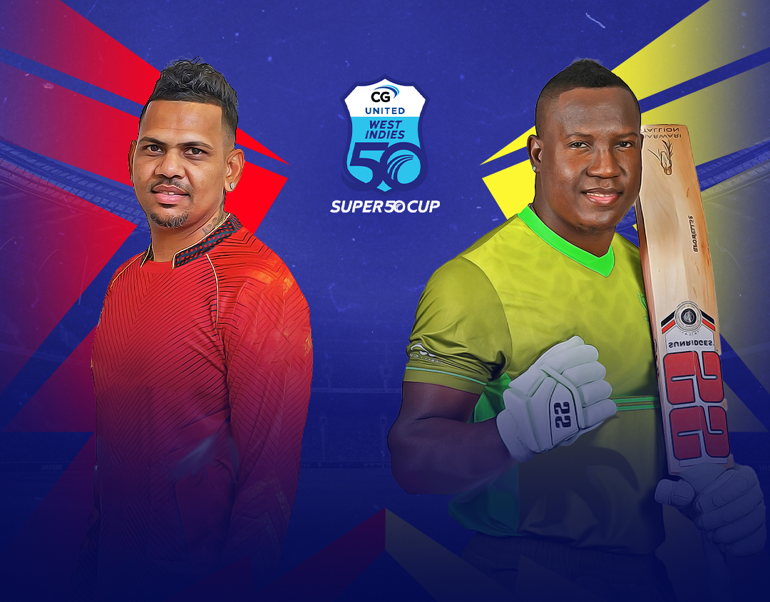 Match 23 of cg united super50 cup, 2023: t&t red force vs jamaica scorpions banner