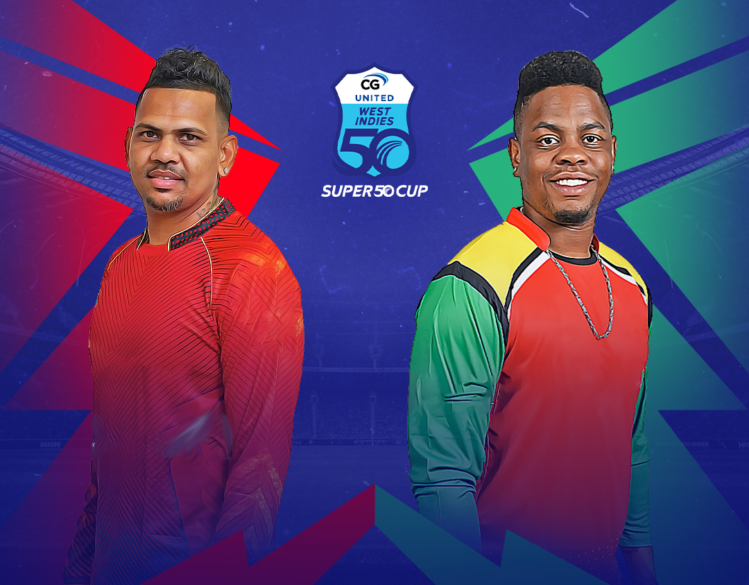 1st semi-final of cg united super50 cup, 2023: t&t red force vs guyana harpy eagles banner