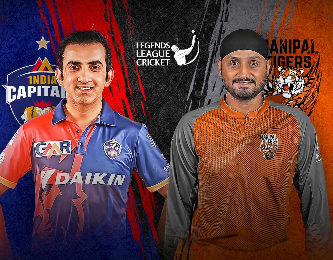 Match 13 of legends league cricket, 2023: india capitals vs manipal tigers banner