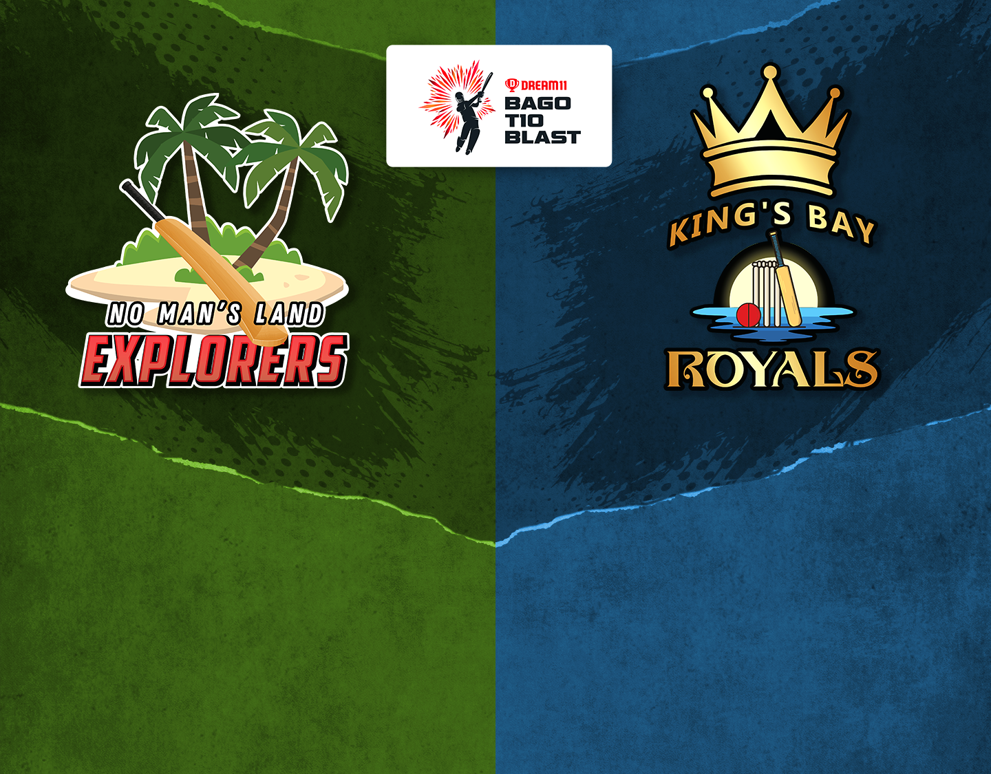 Match 4 of dream11 bago t10 blast, 2023: no mans land explorers vs kings bay royals banner