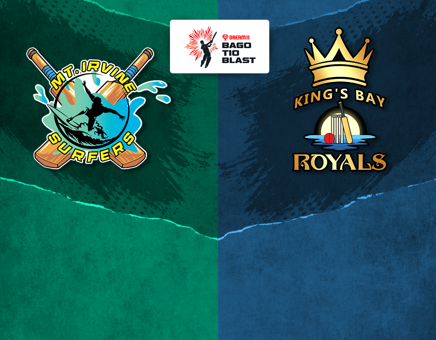 Match 5 of dream11 bago t10 blast, 2023: mt irvine surfers vs kings bay royals banner