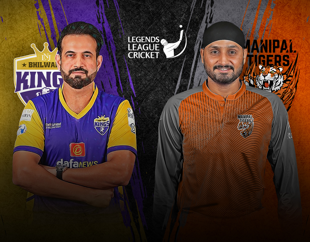 Match 6 of legends league cricket, 2023: bhilwara kings vs manipal tigers banner