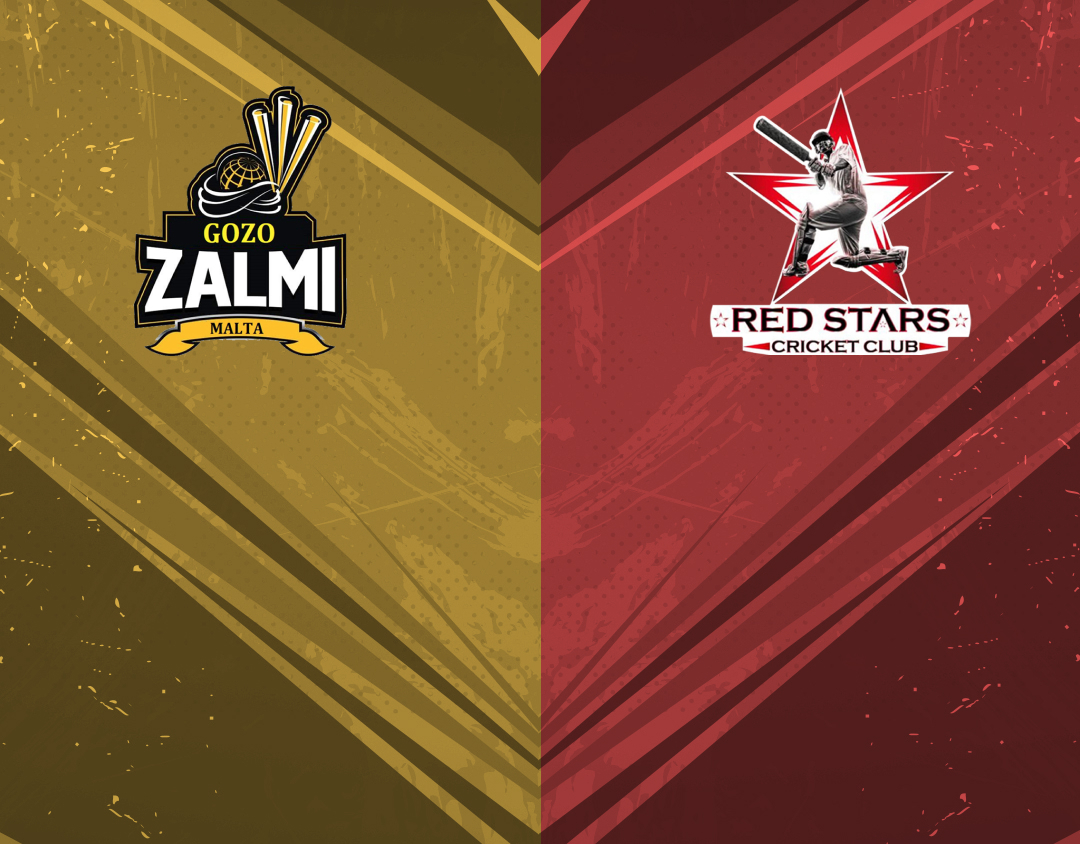Match 46 of ecs malta, encore, 2023: gozo zalmi vs red stars banner