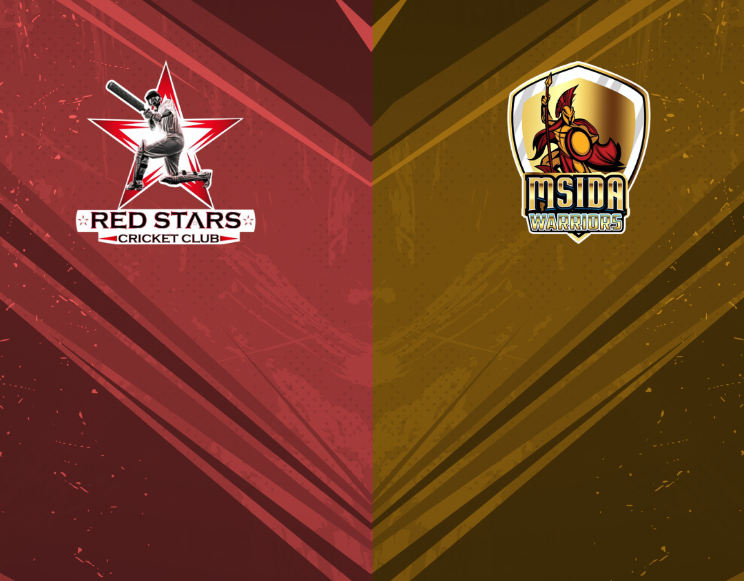 Match 29 of ecs malta, encore, 2023: red stars vs msida warriors banner