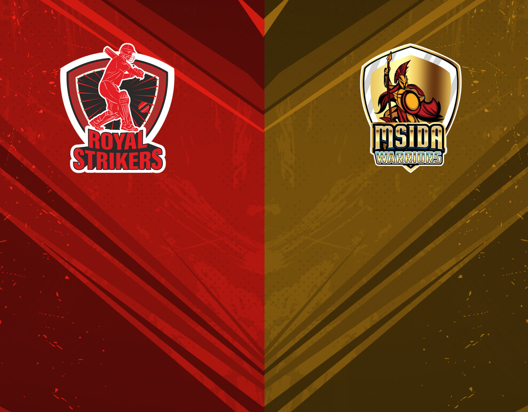 Match 53 of ecs malta, encore, 2023: royal strikers vs msida warriors banner