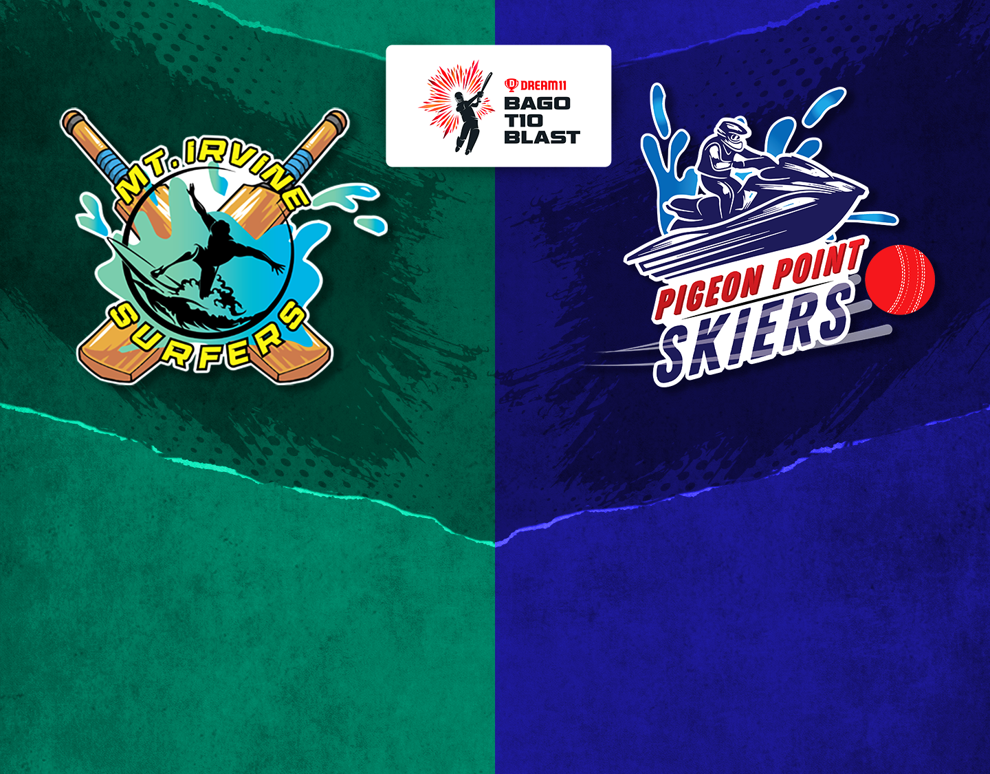 Match 18 of dream11 bago t10 blast, 2023: mt irvine surfers vs pigeon point skiers banner