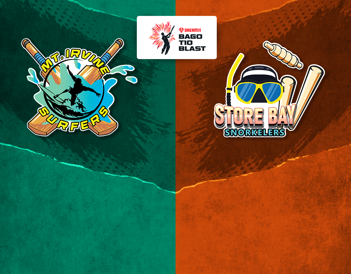 Match 22 of dream11 bago t10 blast, 2023: mt irvine surfers vs store bay snorkelers banner