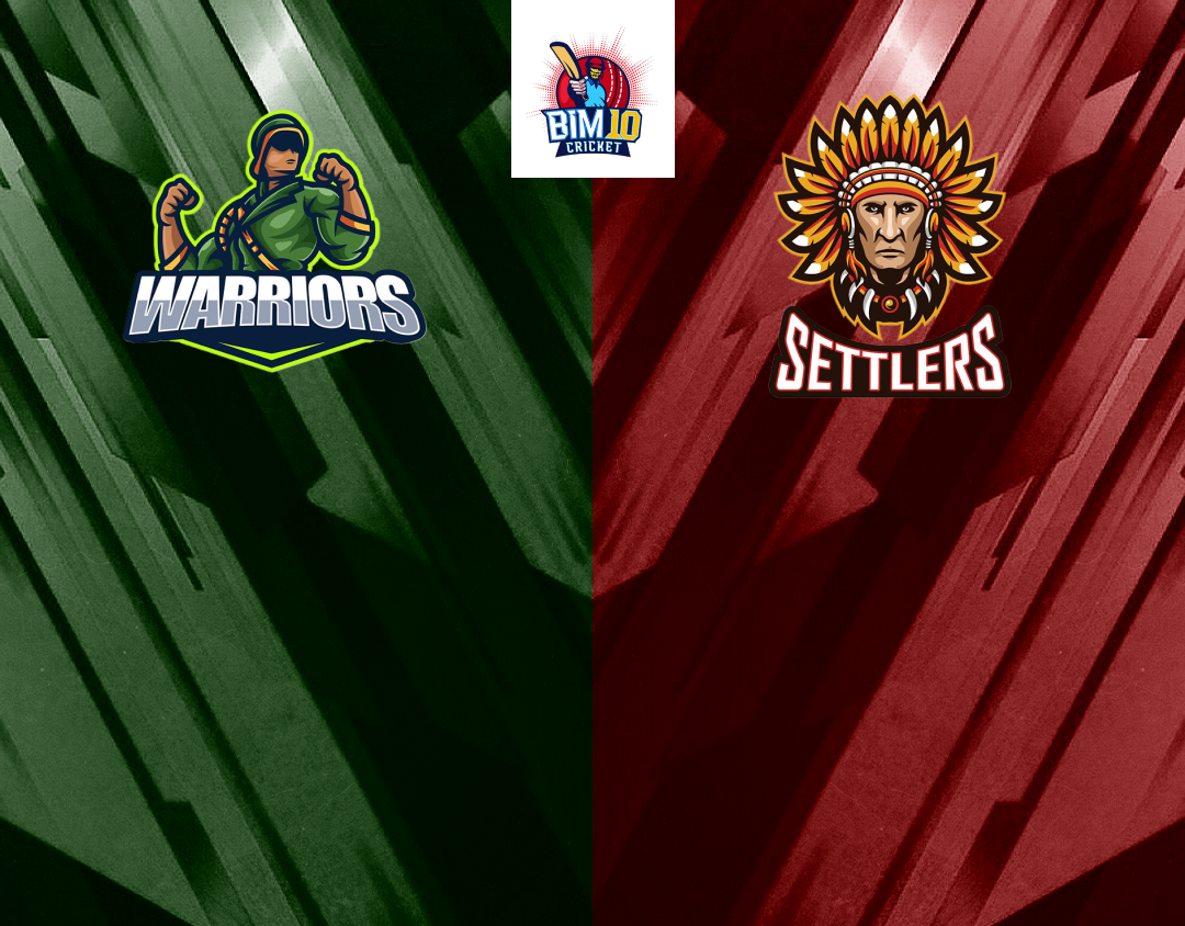 Match 13 of barbados t10: warriors vs settlers banner