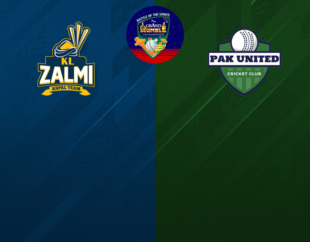 Match 18 of grand rumble t10 championship: kl zalmi vs pak united cc banner